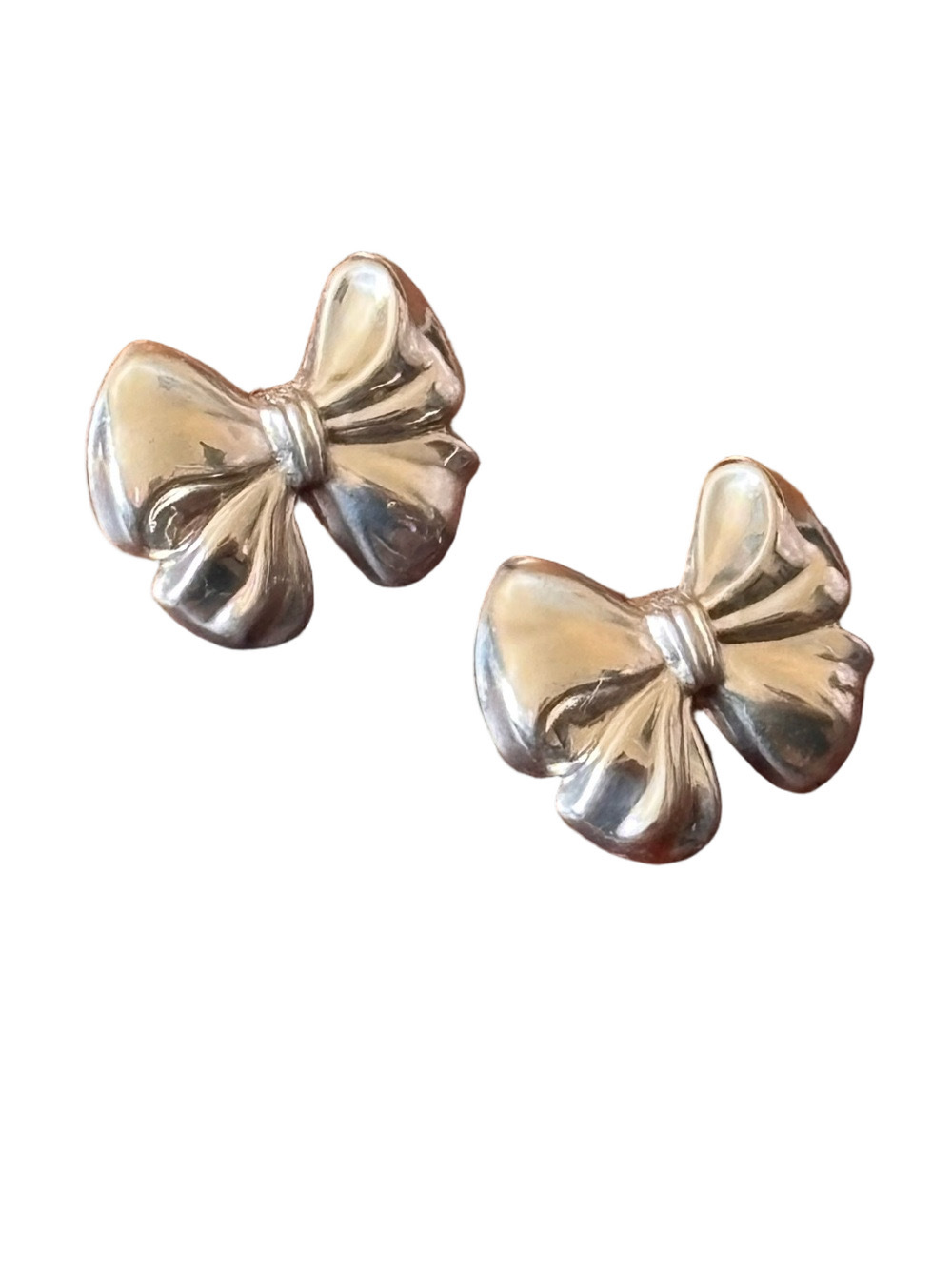 Sterling Silver Bow Earrings Studs Ribbon Coquette Preppy Vintage